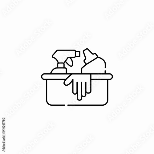 cleaning supplies caddy icon sign vector