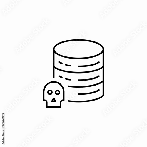 database skull security icon sign vector