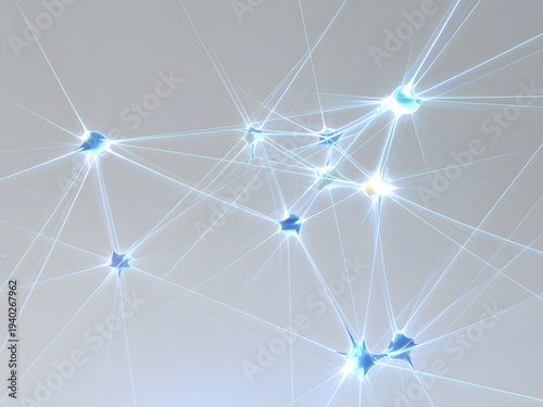 Digital Neural Network: An abstract digital visualization of interconnected nodes and lines, evoking the intricate complexity and powerful potential of artificial intelligence and the digital realm.