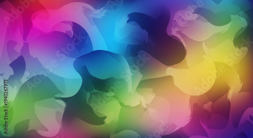 Vibrant rainbow colored abstract background with swirling shapes