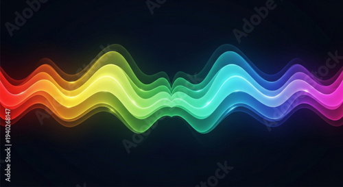 Vibrant rainbow wave pattern on dark background for modern design