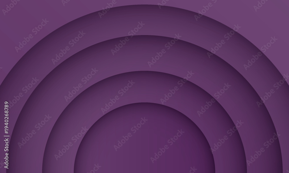 Obraz premium Abstract deep purple paper cut background with circular 3D layers and drop shadows. Elegant monochromatic violet fluid hole design for posters, banners, and digital wallpapers. vector illustration