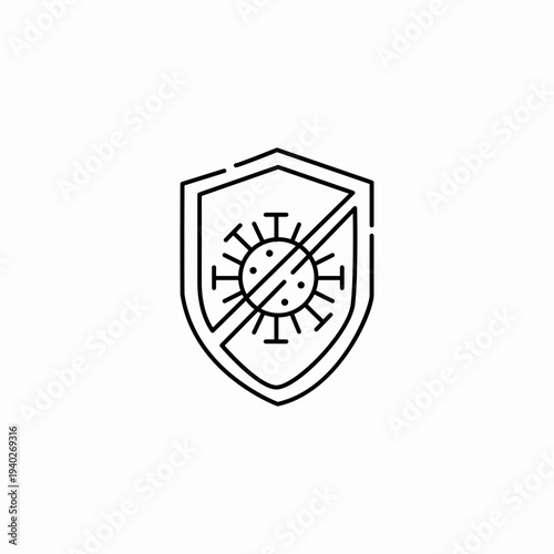 virus shield protection icon sign vector