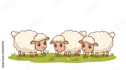 3 lambs are eating grass