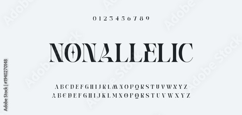 Abstract Fashion font alphabet. Minimal modern urban fonts for logo, brand etc. Typography typeface uppercase lowercase and number. vector illustration