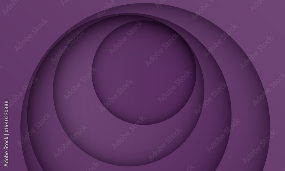 Naklejka premium Abstract deep purple paper cut background with circular 3D layers and drop shadows. Elegant monochromatic violet fluid hole design for posters, banners, and digital wallpapers. vector illustration