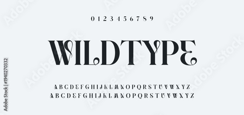 Abstract Fashion font alphabet. Minimal modern urban fonts for logo, brand etc. Typography typeface uppercase lowercase and number. vector illustration