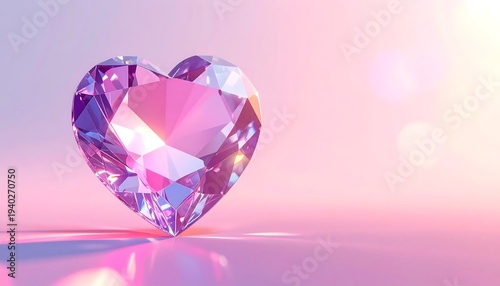 A pink heart-shaped gemstone on a pink surface