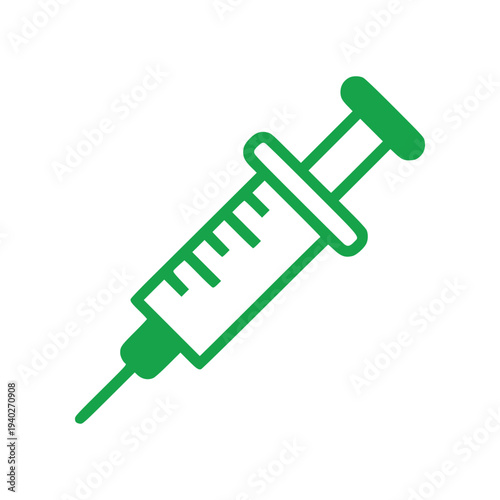 Minimal syringe icon in simple flat SVG style. Clean medical injection symbol suitable for healthcare graphics, vaccination campaigns, and hospital applications.