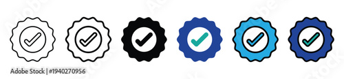 Quality Assurance Badge and Approved Certification Icon Set