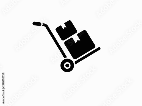 Hand Truck Dolly with Boxes Icon – Delivery, Shipping and Logistics Transport Vector Symbol