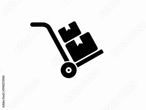 Hand Truck Dolly with Boxes Icon – Delivery, Shipping and Logistics Transport Vector Symbol