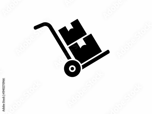 Hand Truck Dolly with Boxes Icon – Delivery, Shipping and Logistics Transport Vector Symbol