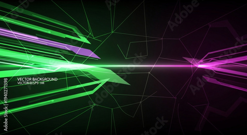 Futuristic neon lines intersecting in dark space