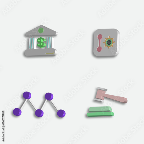 3d glossy treasury symbols icons