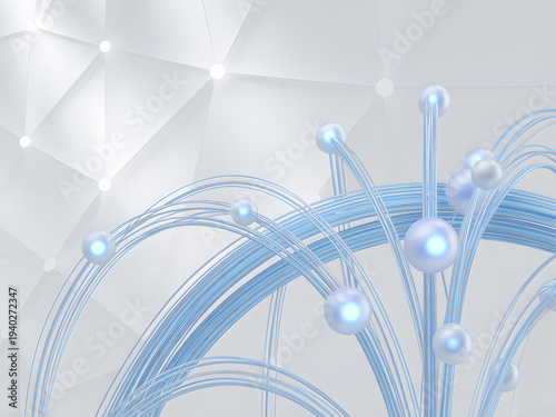 Abstract Blue Floral: A modern abstract composition of luminous spheres and flowing lines, conveying a sense of elegance, technology, and futuristic beauty.