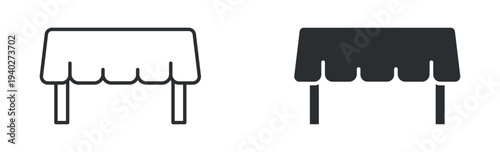 Table furniture icon set, simple desk or dining table symbol, in outline and solid silhouette style. Vector illustration.