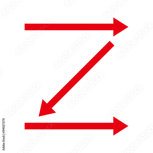 方向を示す矢印のイラスト　赤