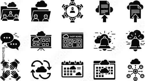 Collection of black and white rocket and explosion icons