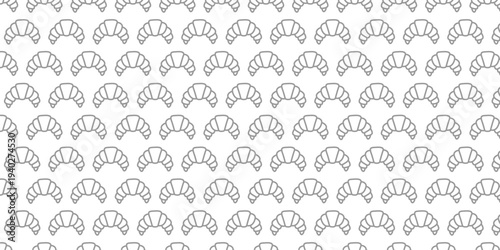 Seamless pattern of delicate croissant outlines on a clean white background, perfect for baking and food-related designs