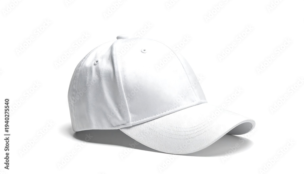 Fototapeta premium White Baseball Cap on White Background.