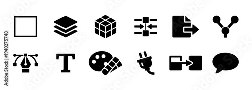 UI UX Design Tools and Figma Workflow Icons Set – Artboard Layer Component Prototype Export Vector Icons