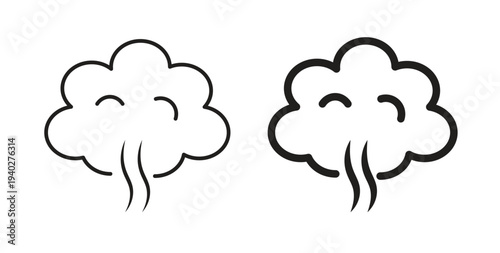 Smoke icon style design pack on white background. Thin line and clipart style