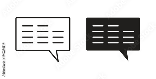 Subtitles icon style design pack on white background. Thin line and clipart style