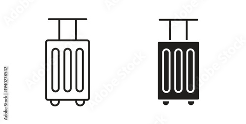 Suitcase icon style design pack on white background. Thin line and clipart style