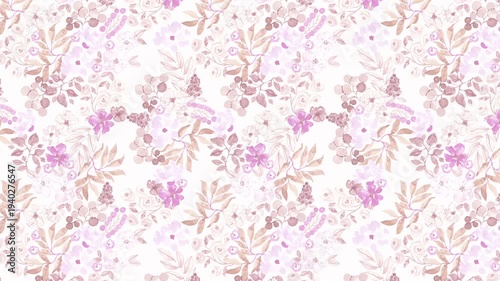 Elegant Botanical Zoom Video, Shabby Chic Floral Loop, Mauve Watercolor Surface Motion