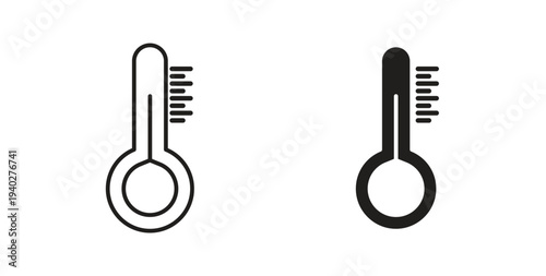 Temperature icon style design pack on white background. Thin line and clipart style