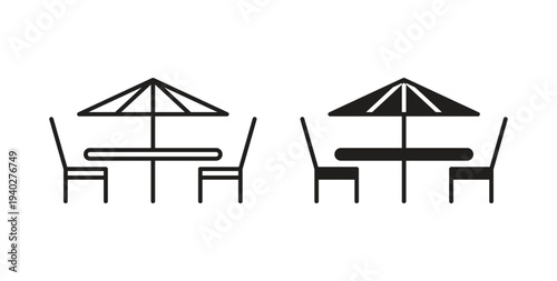 Terrace icon style design pack on white background. Thin line and clipart style