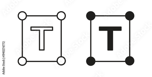 Text icon style design pack on white background. Thin line and clipart style