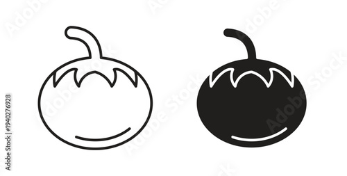 Tomato icon style design pack on white background. Thin line and clipart style