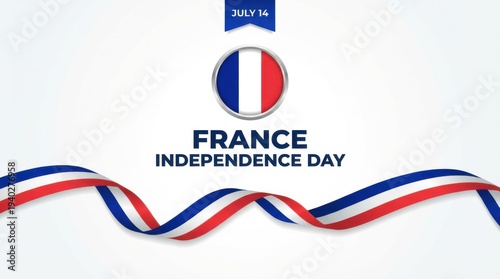 Wallpaper Mural france independence day background with round emblem of the national flag on white space bold typography with the text clean modern design copy space Torontodigital.ca
