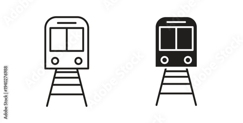 Train icon style design pack on white background. Thin line and clipart style