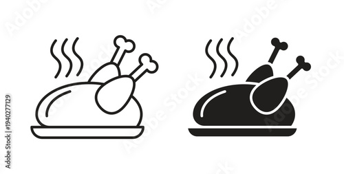 Turkey icon style design pack on white background. Thin line and clipart style