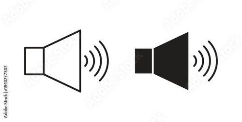 Volume icon style design pack on white background. Thin line and clipart style