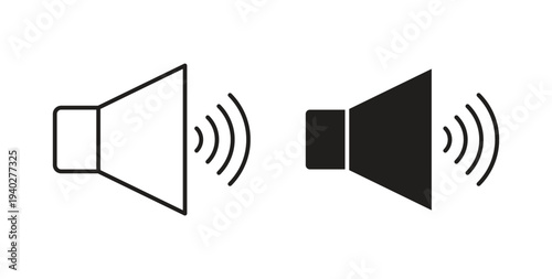 Volume icon style design pack on white background. Thin line and clipart style