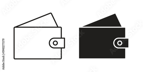 Wallet icon style design pack on white background. Thin line and clipart style