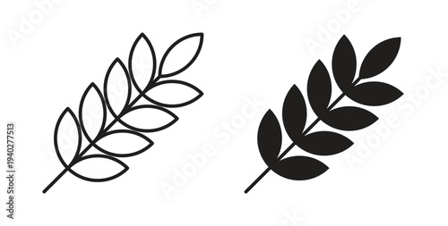 Wheat icon style design pack on white background. Thin line and clipart style