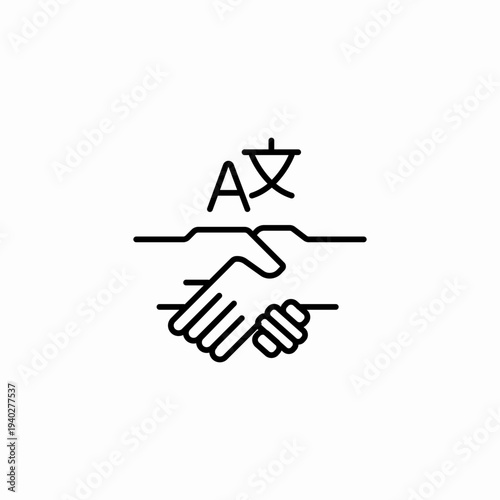 handshake bilingual agreement icon sign vector