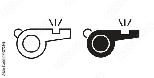 Whistle icon style design pack on white background. Thin line and clipart style
