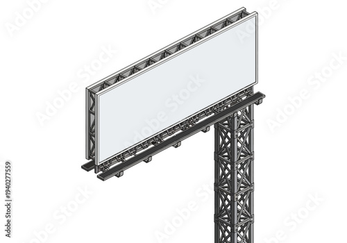 A large blank billboard on a metal structure against a clear background