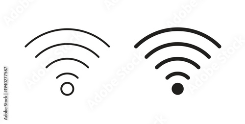 Wifi icon style design pack on white background. Thin line and clipart style