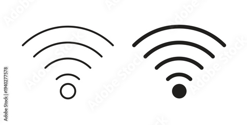 Wifi icon style design pack on white background. Thin line and clipart style