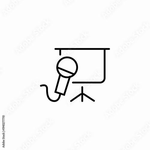 microphone presentation board icon sign vector