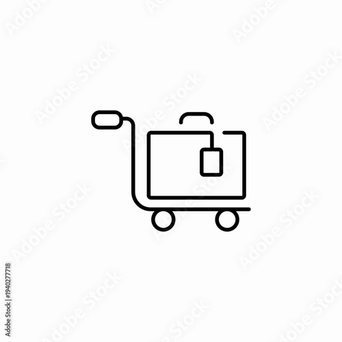 luggage cart travel icon sign vector