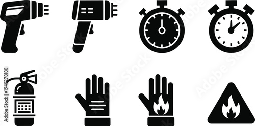 Safety Equipment and Tools Vector Icons Set for Industrial and Workplace Use