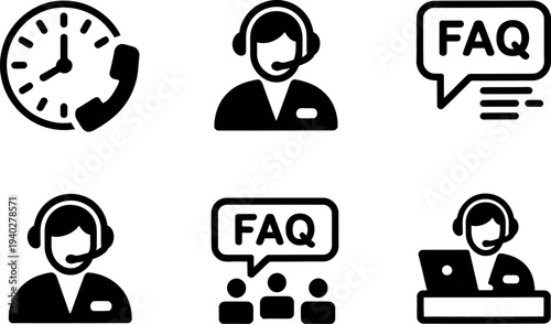 Customer support and frequently asked questions icons